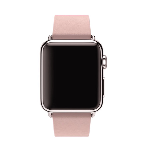 Кожаный ремешок Modern Buckle Leather для Apple Watch 42/44/45mm Silver/Pink sand